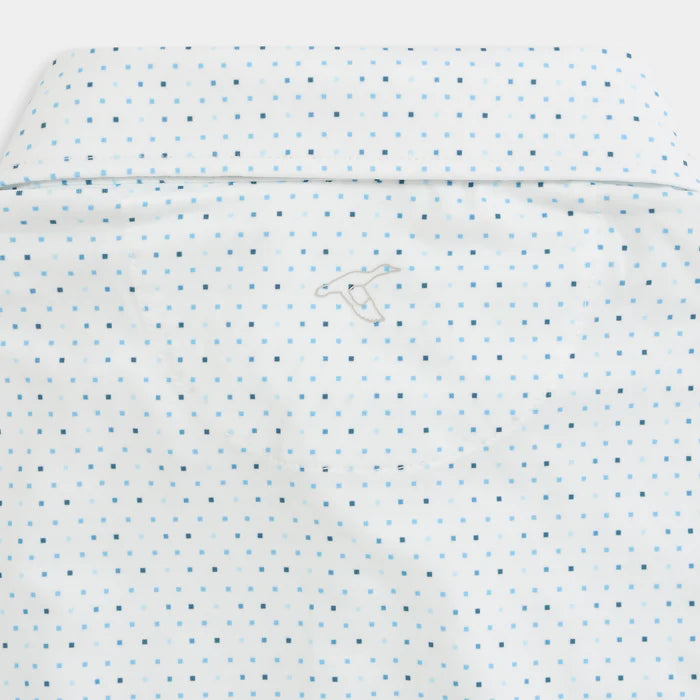 Blue Squares Printed Performance Polo