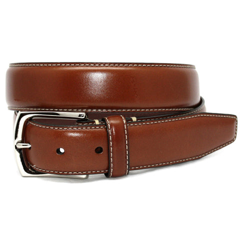 Burnished Tumbled Leather Belt - Saddle Tan