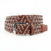Italian Braided Leather And Linen Casual Belt In Cognac And Taupe