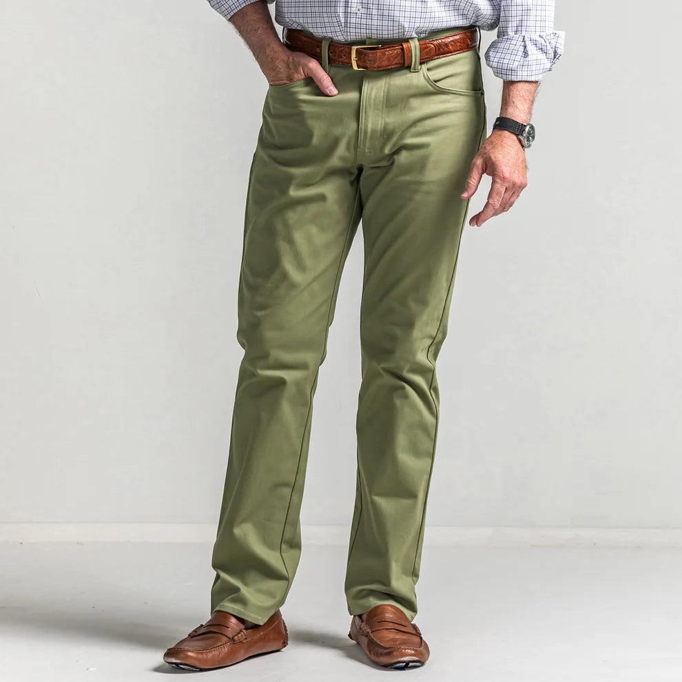 Oil Green Classic Five Pocket Pant