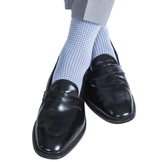 Azure/Pink Houndstooth Socks