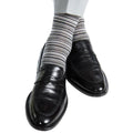 Black w/Charcoal Variegated Stripe Socks - Mid Calf