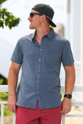 Dark Heather Gray Performance Button Up