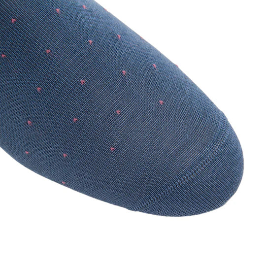 Indigo Blue w/ Rose Pin Dot Socks - Mid Calf