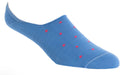 Blue w/ Coral Dot High Vamp No-Show Socks