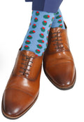 Azure Blue w/ Red & Green Olive Socks