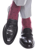Burgundy w/ Navy Dot Wool Socks