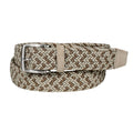 Italian Woven Rayon And Suede Stretch Casual Belt in Neutral