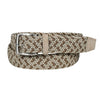 Italian Woven Rayon And Suede Stretch Casual Belt in Neutral