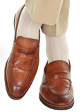 Tan w/ White Vertical Stripe Socks