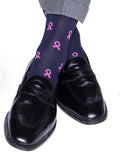 Classic Navy w/ Pink Ribbon Breast Cancer Awareness Socks