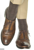 Brown Wide Ribbed Cashmere Wool Socks