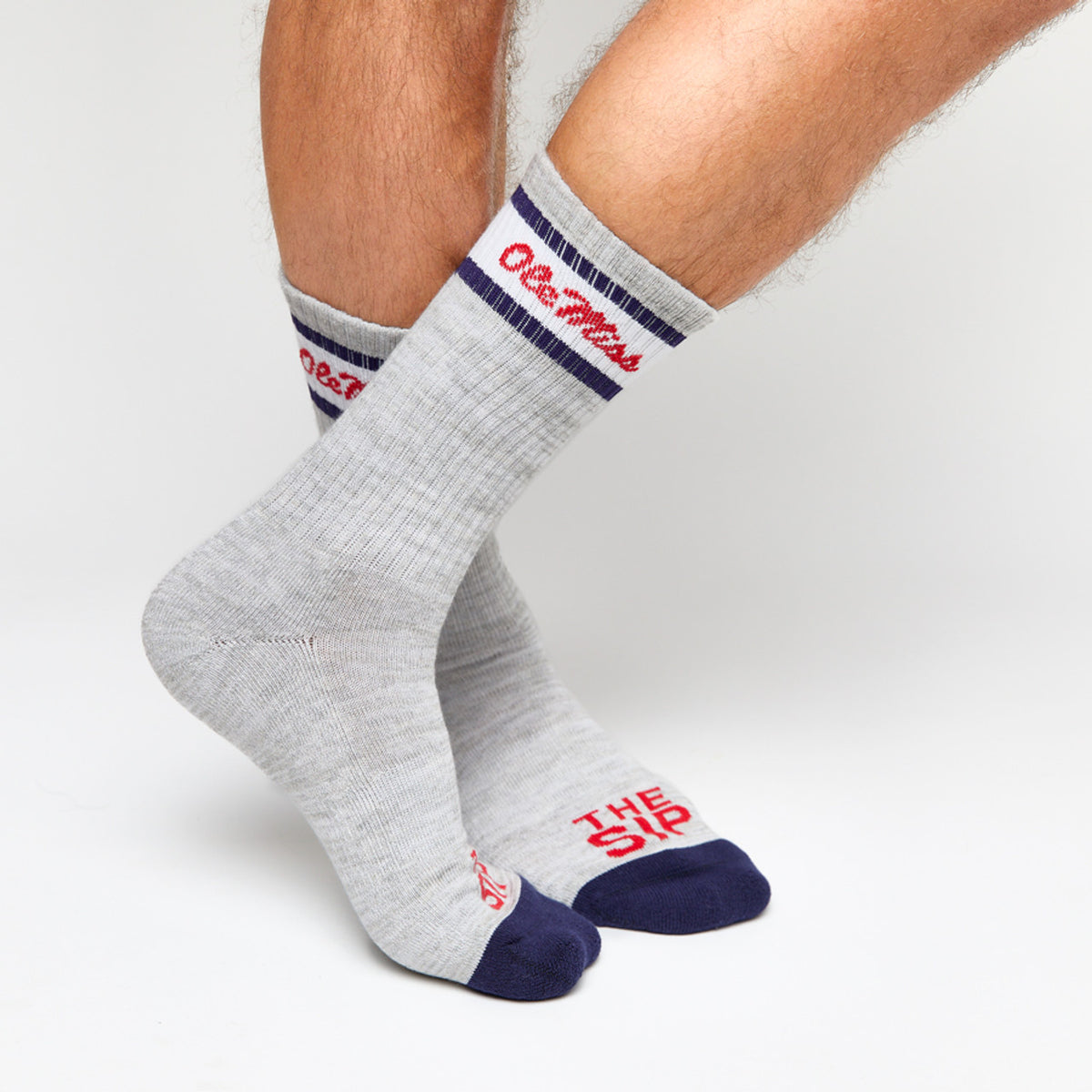 Grey Retro Script Casual Crew Socks