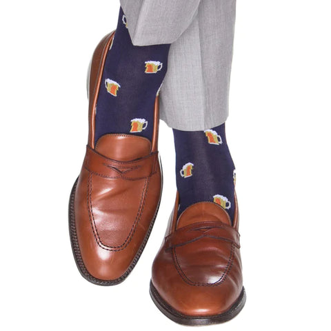 Dress Navy w/ Beer Wool Socks