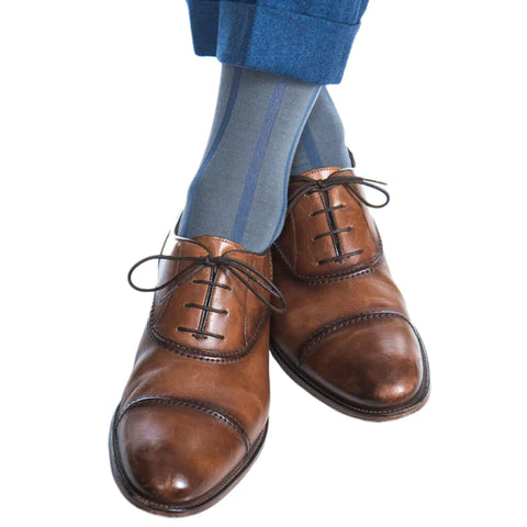 Steel Gray w/ Indigo Blue Vertical Striped Socks