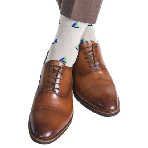 Tan Sailboat Socks