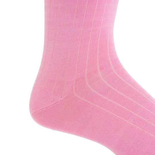 Pink Solid Ribbed Socks - Mid Calf