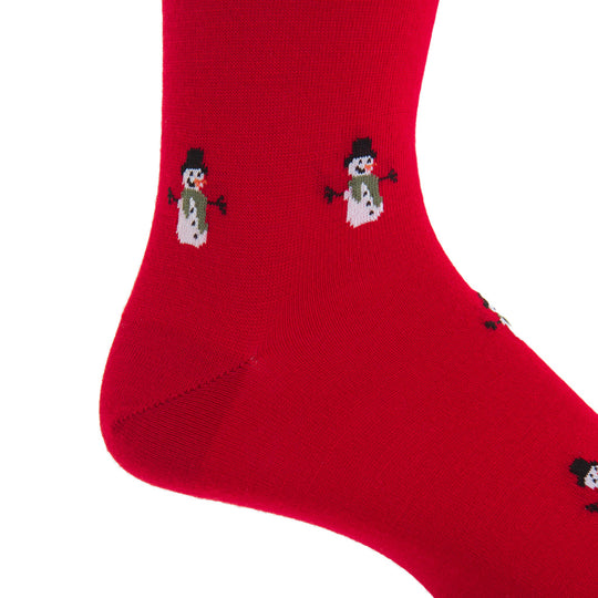 Red w/ Snowman Socks - Mid Calf