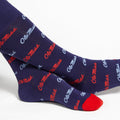 Navy Ole Miss Script Socks