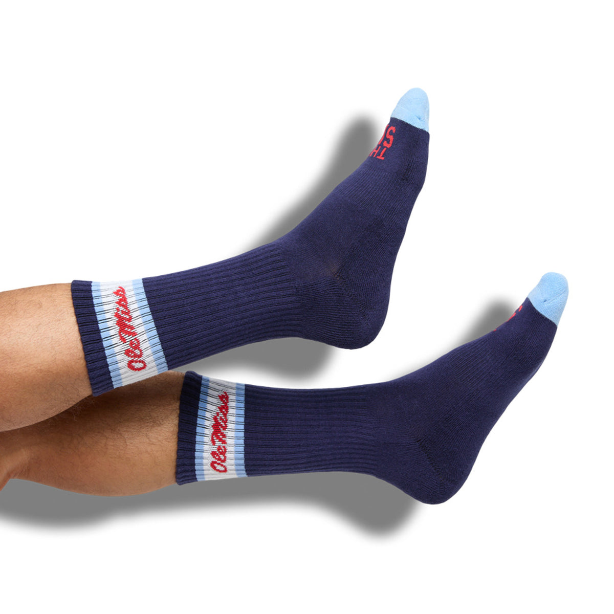 Navy Retro Script Casual Crew Socks