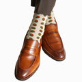 Tan w/ Green/Red Olive Socks - Mid Calf