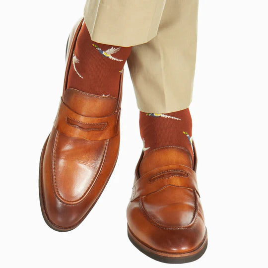 Whiskey w/ Pheasants Socks - Mid Calf