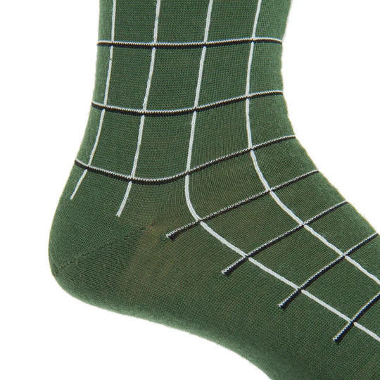 Pine Green Windowpane Socks