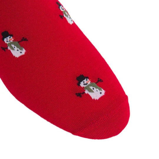 Red w/ Snowman Socks - Mid Calf