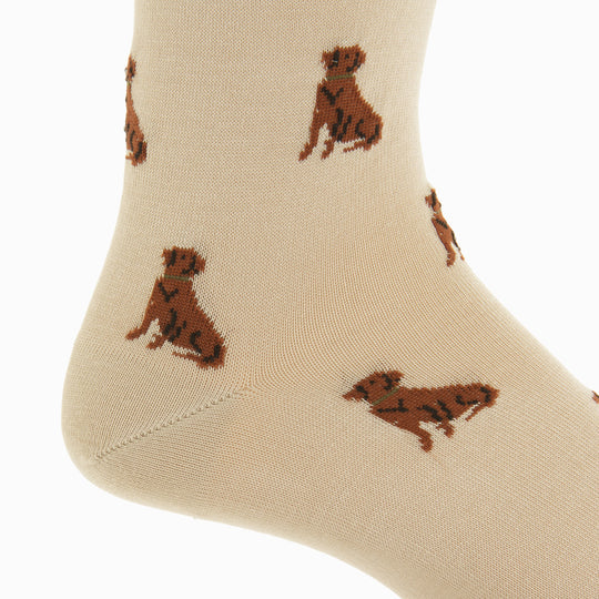 Tan w/ Whiskey Brown Retriever Socks - Mid Calf