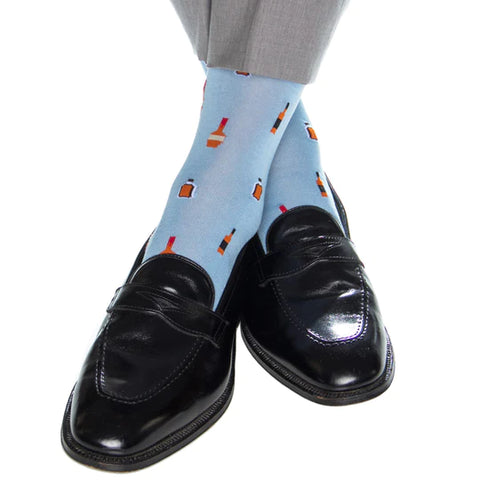 Sky Blue w/ Bourbon Bottles Socks