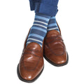 Indigo Blue Double Striped Socks - Mid Calf