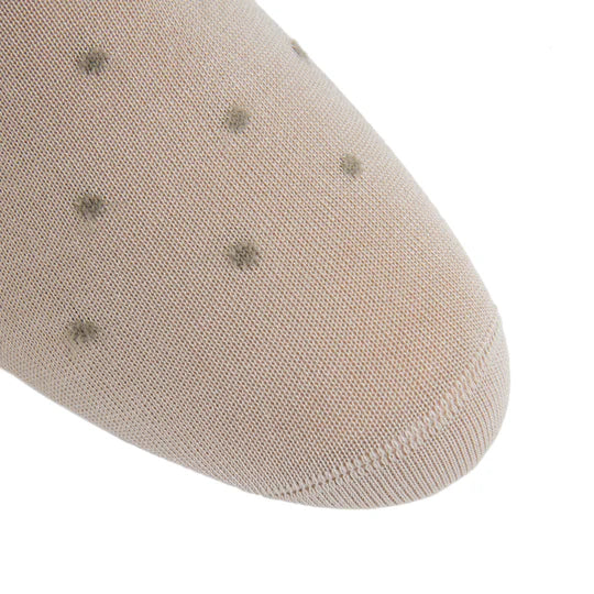 Tan w/ Taupe Dot Socks - Mid Calf