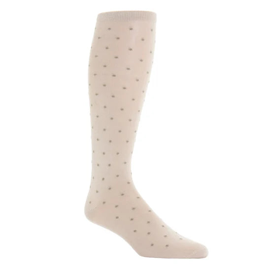 Tan w/ Taupe Dot Socks - Mid Calf