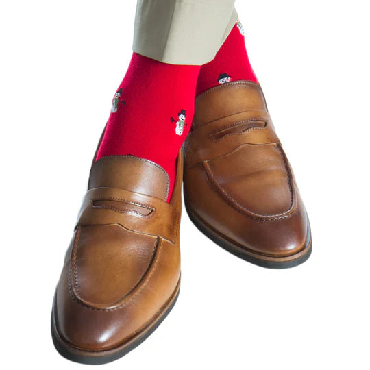 Red w/ Snowman Socks - Mid Calf