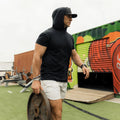 Black Short Sleeve Performance Hoodie