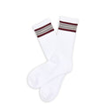 White Maroon 4 Stripe Casual Socks