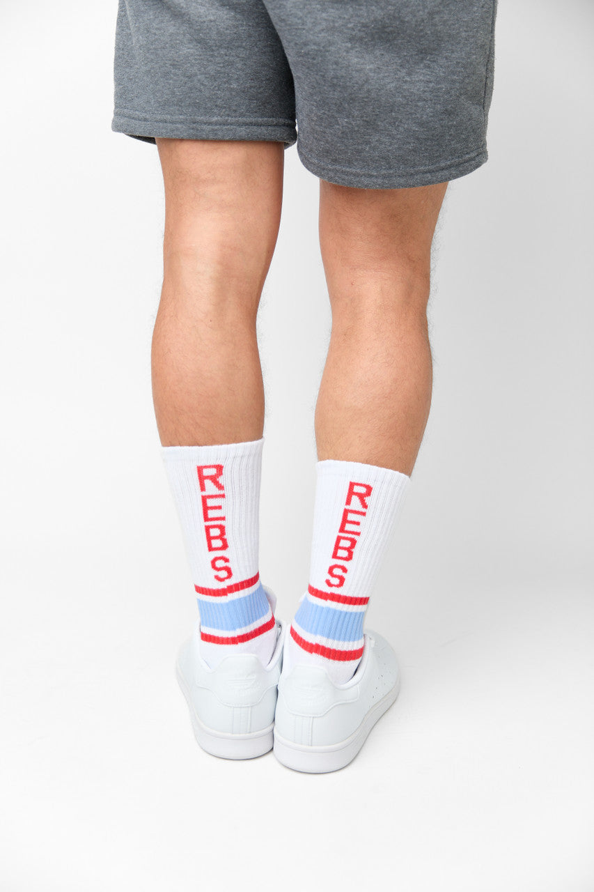 White Rebs Casual Crew Socks