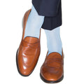 Sky Blue Ribbed Socks - Mid Calf