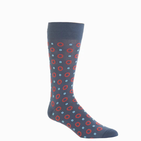 Indigo Blue w/ Coral/Blue Lifesaver Socks - Mid Calf