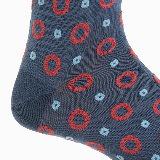 Indigo Blue w/ Coral/Blue Lifesaver Socks - Mid Calf