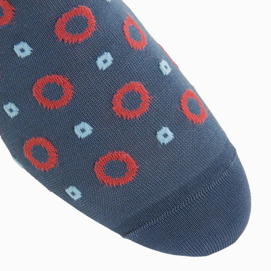 Indigo Blue w/ Coral/Blue Lifesaver Socks - Mid Calf