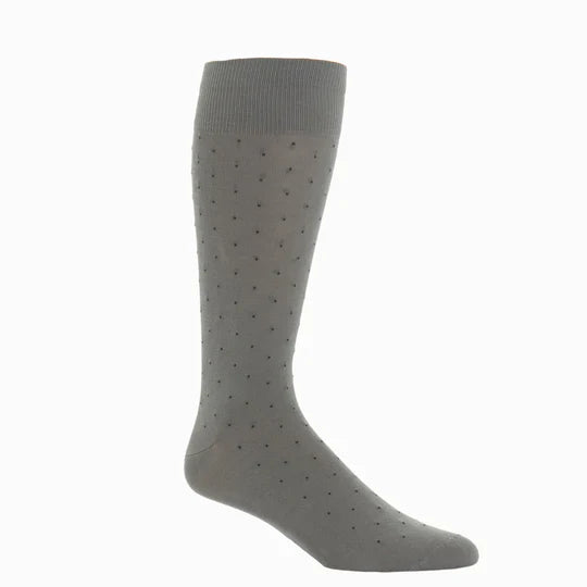 Steel Gray w/ Black Pin Dot Socks - Mid Calf