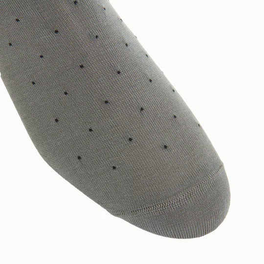 Steel Gray w/ Black Pin Dot Socks - Mid Calf