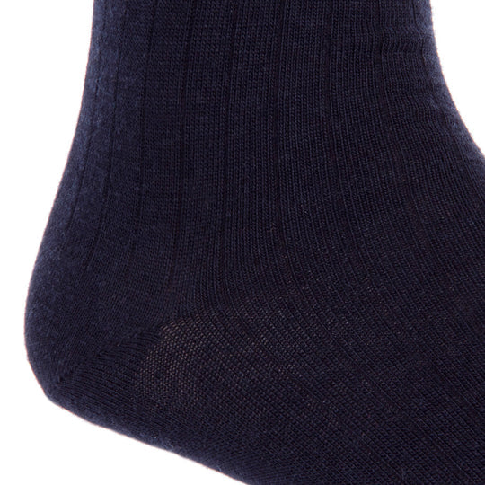 Black Solid Ribbed Socks - Mid Calf