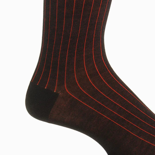 Black w/ Red Vertical Stripe Socks - Mid Calf