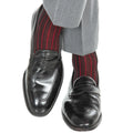 Black w/ Red Vertical Stripe Socks - Mid Calf