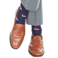 Classic Navy w/ Red/White Santa Hat Socks - Mid Calf