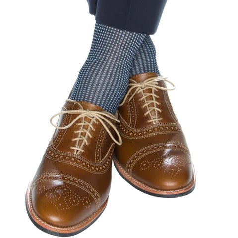 Navy w/ Sky Grenadine Cotton Socks