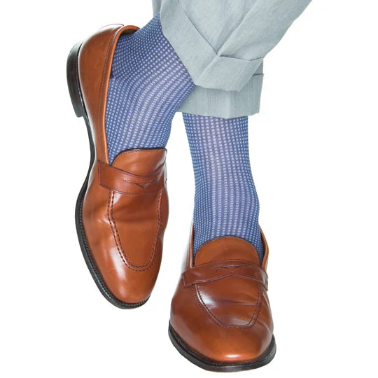 Blue and White Grenadine Socks