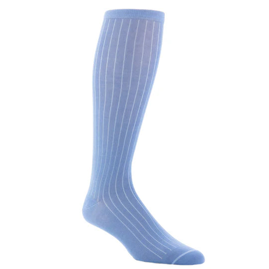 Azure Blue Ribbed Socks - Mid Calf